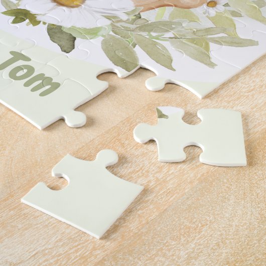 Happy Easter Schattige Bunny Blue Egg Gepersonalis Legpuzzel (Zijkant)