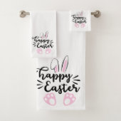Happy Easter Schattige Bunny Ears and Feet Bad Handdoek (Insitu)