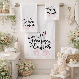 Happy Easter Schattige Bunny Ears and Feet Bad Handdoek