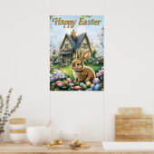 Happy Easter Schattige Bunny Egg Poster (Keuken)