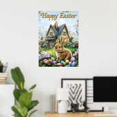 Happy Easter Schattige Bunny Egg Poster (Thuiskantoor)