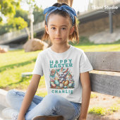 Happy Easter Schattige Bunny & Eggs  naam T-shirt
