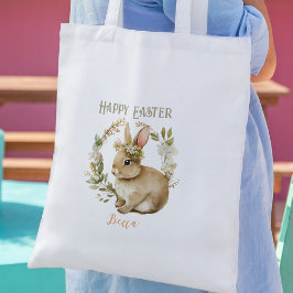Happy Easter Schattige Bunny Floral Easter Canvas  Tote Bag