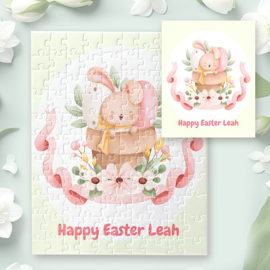 Happy Easter Schattige Bunny Gepersonaliseerde naa Legpuzzel