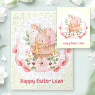 Happy Easter Schattige Bunny Gepersonaliseerde naa Legpuzzel