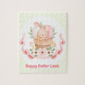 Happy Easter Schattige Bunny Gepersonaliseerde naa Legpuzzel (Verticaal)