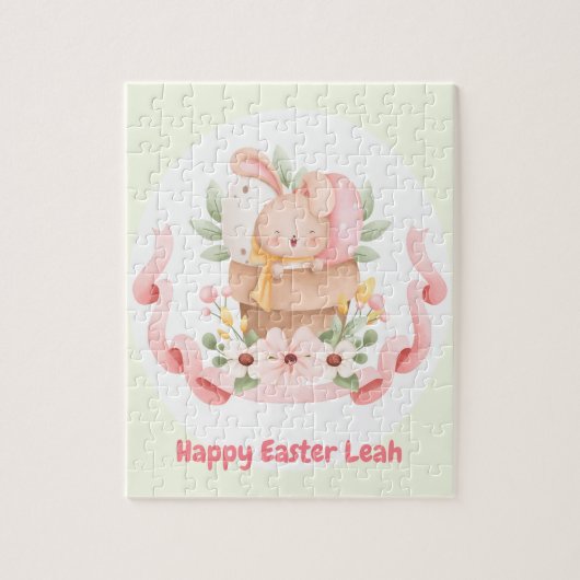 Happy Easter Schattige Bunny Gepersonaliseerde naa Legpuzzel (Verticaal)