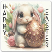 Happy Easter Schattige Bunny sticker (Voorkant)