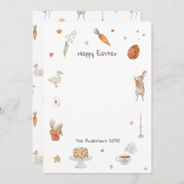 Happy Easter Schattige Bunny Waterverf Familiefoto Feestdagenkaart