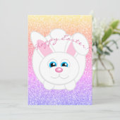 Happy Easter Schattige Cartoon Bunny Regenboog Gli Feestdagenkaart (Staand voorkant)