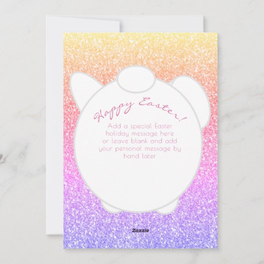 Happy Easter Schattige Cartoon Bunny Regenboog Gli Feestdagenkaart (Achterkant)