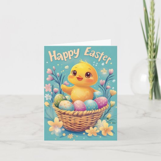 Happy Easter Schattige Chick Groeten Kaart (Voorkant)