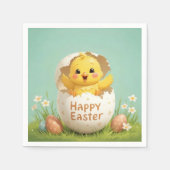 Happy Easter Schattige Chick in Egg Pastel Spring Servet (Voorkant)