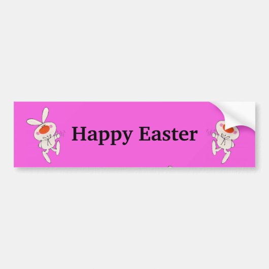 Happy Easter Schattige Dancing Rabbit Bumpersticker (Voorkant)