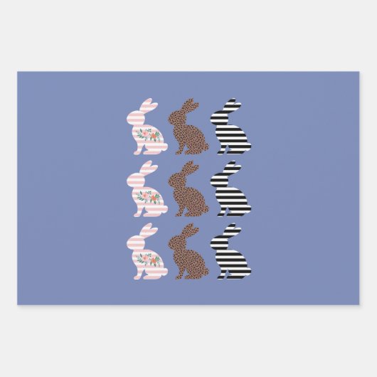 Happy Easter Schattige Easter Leopard Bunny Rabbit Inpakpapier Vel (Voorkant)