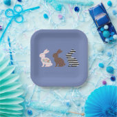 Happy Easter Schattige Easter Leopard Bunny Rabbit Papieren Bordje (Feest)