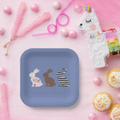 Happy Easter Schattige Easter Leopard Bunny Rabbit Papieren Bordje (Feest)