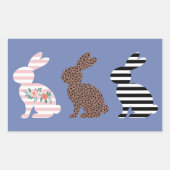 Happy Easter Schattige Easter Leopard Bunny Rabbit Rechthoekige Sticker (Voorkant)