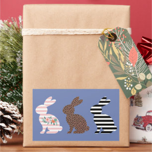 Happy Easter Schattige Easter Leopard Bunny Rabbit Rechthoekige Sticker