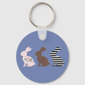 Happy Easter Schattige Easter Leopard Bunny Rabbit Sleutelhanger (Voorkant)
