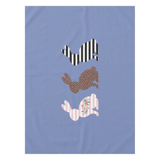 Happy Easter Schattige Easter Leopard Bunny Rabbit Tafelkleed (Voorkant)