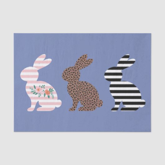 Happy Easter Schattige Easter Leopard Bunny Rabbit Tissuepapier (Voorkant)