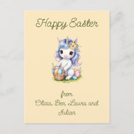 Happy Easter Schattige Eenhoorn Briefkaart