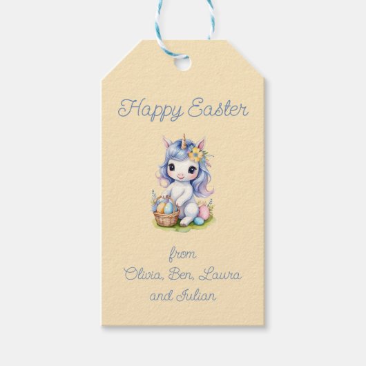 Happy Easter Schattige Eenhoorn Cadeau Label Cadeaulabel (Voorkant)