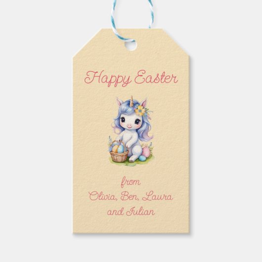Happy Easter Schattige Eenhoorn Cadeau Label Cadeaulabel (Voorkant)
