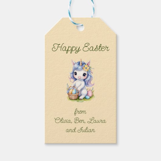 Happy Easter Schattige Eenhoorn Cadeau Label Cadeaulabel (Voorkant)