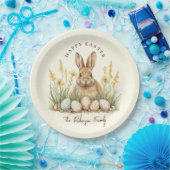Happy Easter Schattige Floral Spring Rabbit Papieren Bordje (Feest)