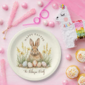 Happy Easter Schattige Floral Spring Rabbit Papieren Bordje (Feest)