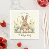 Happy Easter Schattige Floral Spring Rabbit Servet (Insitu)