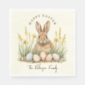 Happy Easter Schattige Floral Spring Rabbit Servet (Voorkant)