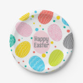 HAPPY EASTER Schattige gekleurde eieren Papieren Bordje (Voorkant)