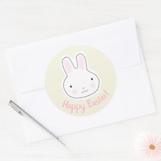 Happy Easter schattige konijn aangepaste moderne s Ronde Sticker (Envelop)