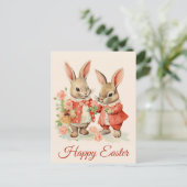 Happy Easter Schattige  konijn Briefkaart (Staand voorkant)