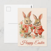 Happy Easter Schattige  konijn Briefkaart (Voorkant / Achterkant)