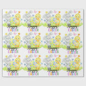 Happy Easter Schattige Konijn & Chick Egg Hunt Cadeaupapier (Vlak)