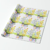 Happy Easter Schattige Konijn & Chick Egg Hunt Cadeaupapier (Uitgerold)