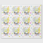 Happy Easter Schattige Konijn & Chick Egg Hunt Cadeaupapier (Vlak)