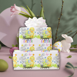 Happy Easter Schattige Konijn & Chick Egg Hunt Cadeaupapier