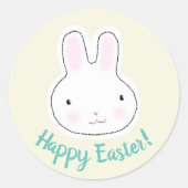 Happy Easter schattige konijnencrème aangepaste mo Ronde Sticker (Voorkant)