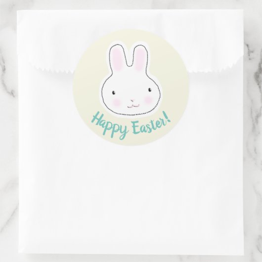 Happy Easter schattige konijnencrème aangepaste mo Ronde Sticker (Tas)