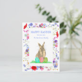 Happy Easter Schattige Konijntje en Eitjes Boho Fl Feestdagenkaart (Staand voorkant)