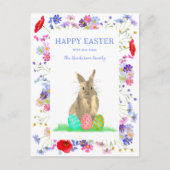 Happy Easter Schattige Konijntje en Eitjes Boho Fl Feestdagenkaart (Voorkant)