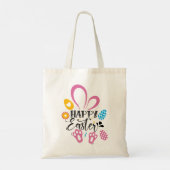 Happy Easter Schattige Konijntje Lange oren Hunt E Tote Bag (Achterkant)