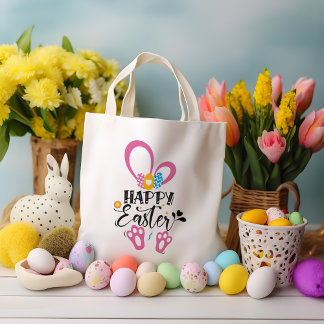 Happy Easter Schattige Konijntje Lange oren Hunt E Tote Bag