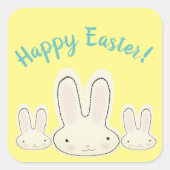 Happy Easter schattige konijntjes geel custom scri Vierkante Sticker (Voorkant)