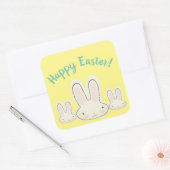 Happy Easter schattige konijntjes geel custom scri Vierkante Sticker (Envelop)